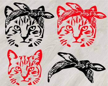 Download Cat Head Whit Bandana Silhouette Svg Clipart Farm Kitten Kitty Milk 829s PSD Mockup Templates