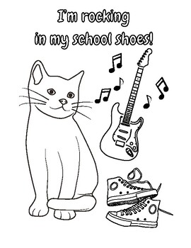 Cat I'm Rocking In My School Shoes Coloring Page by Taylor Ham Teacher