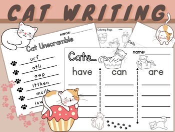 Preview of Cat Informative Writing | Have Can Are | Label | Life Cycle | Prompt Chart FREE