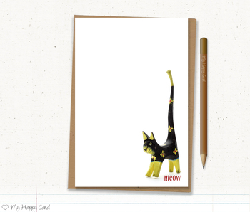 Preview of Cat Lover Note Cards, Funny Stationary, 4X6 Note Card. Printable