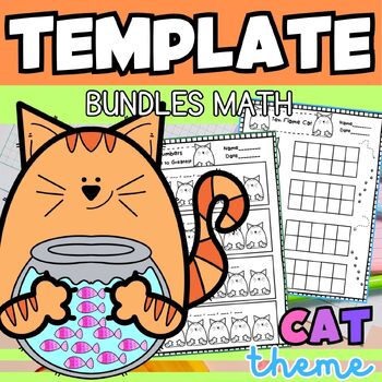 Preview of Cat Math Bundle 10 more 10 less, Ten flame,Skip Number Template for 1st 2nd 3nd