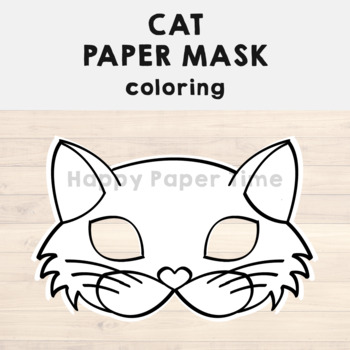 Cat Paper Mask Printable Halloween Coloring Costume Craft Activity