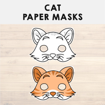 Cat mask printable template - Pet animal kid craft - Happy Paper Time
