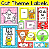 Cat Theme Classroom Labels and Editable Templates