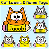 Cat Theme Name Tags and Labels - Editable Classroom Decor