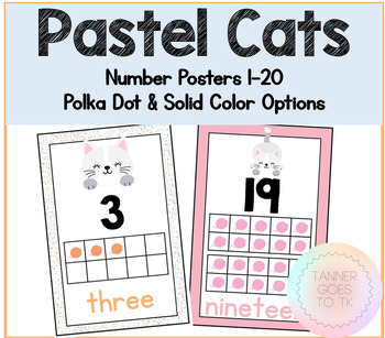 Preview of Cat Theme Decor Number Posters 1-20 with ten frames