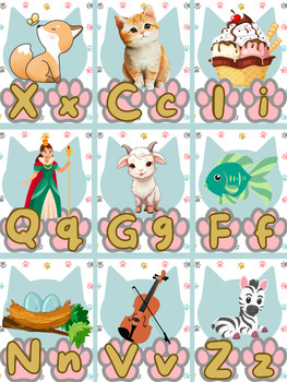 Preview of Cat Themed Alphabet Posters (Classroom)