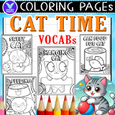 Cat Time Vocabs Coloring Pages & Writing Paper Art Activit