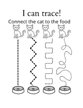Preview of Cat Tracing and Pre-writing practice | Fine-motor and visual-motor