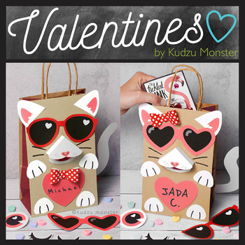 Cat Valentine Box Bag Decor Kit by Kudzu Monster | TPT