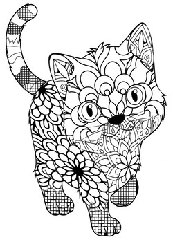 Cat Zentangle Coloring Page: 2023 by Get started and learn | TPT