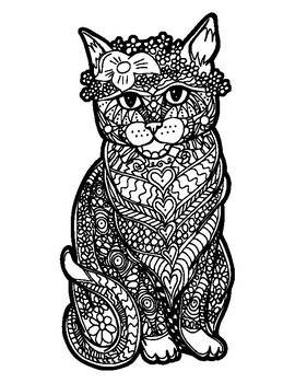 Cat Zentangle Coloring Page| Cat Coloring Pages| Kids Coloring Sheets ...