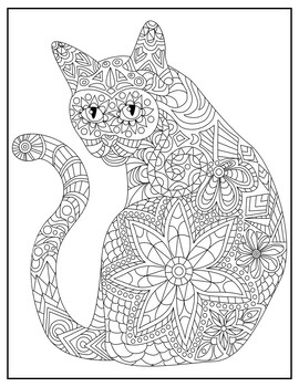 Cat Zentangle Coloring Pages Zen Doodle Coloring Sheets March April ...