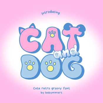 Preview of Cat and Dog Retro Groovy Outline Font