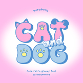 Cat and Dog Retro Groovy Outline Font
