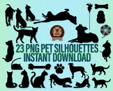 Cute Cat and Dog Silhouettes - Hand Drawn Png Pets in Mult