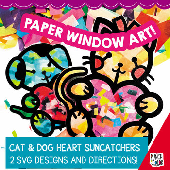 Preview of Cat and Dog Valentine's Day Crafts for Preschool | Heart Tissue Paper Activity