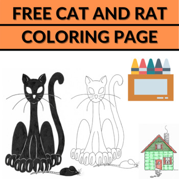 free cat and rat coloring pagewoven school house  tpt
