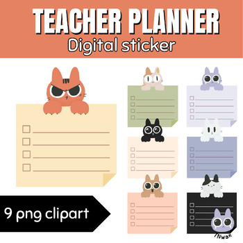 Preview of Cat banner,note,to do list,digital teacher planner sticker goodnotes,resources