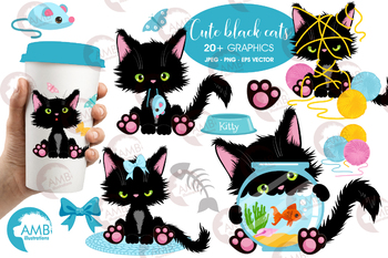 Preview of Cat clipart, Kitten Clipart, cute kitten clipart AMB-2649