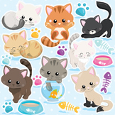 Cat clipart commercial use, vector graphics, digital  - CL979