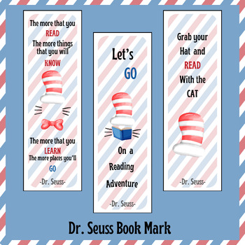 Cat in the Hat Kids Bookmark, Dr. Seuss by Malika store Maghrous