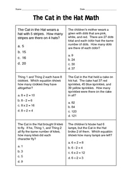 Cat In The Hat Questions Worksheets Teaching Resources Tpt