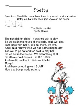 Cat in the Hat Poetry Station by Rachel Stephens | TpT