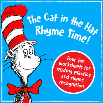 Preview of Cat in the Hat Rhyming Worksheet Pack