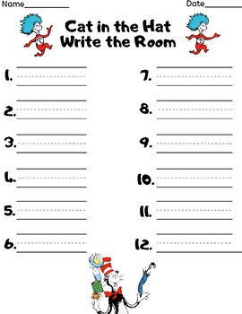 Cat in the Hat Write the Room by Teach like a Princess | TpT