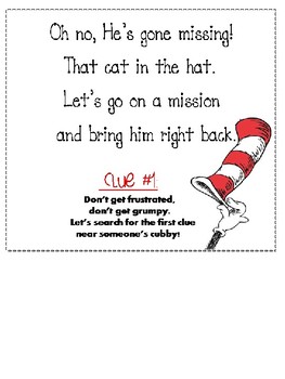 Cat in the hat school scavenger hunt by Page 394 Creations | TPT