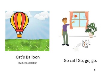 Preview of Cat's Balloon - A two-letter-word decodeable text / Mini Book