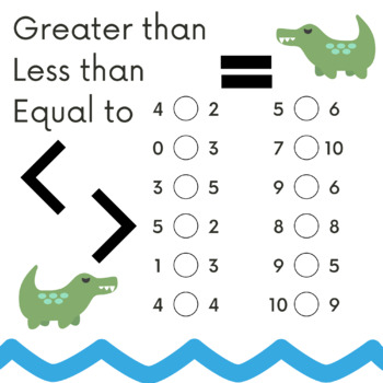 Preview of Greater Than, Less Than, and Equal To Worksheet and Poster