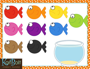 Cat wants Colorful Fish Clip-Art by Kari Bolt Clip Art | TPT