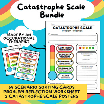 Preview of Catastrophe Scale Bundle - Posters, Sorting Cards & Worksheet | Therapy Resource