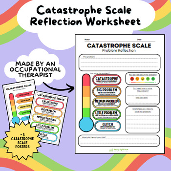 Preview of Catastrophe Scale - Problem Reflection Worksheet & Posters | Therapy Resource