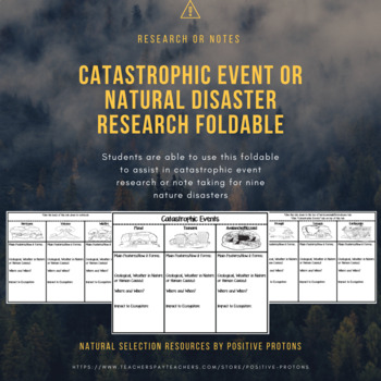 Preview of Catastrophic Events or Natural Disaster Research Foldable Notes
