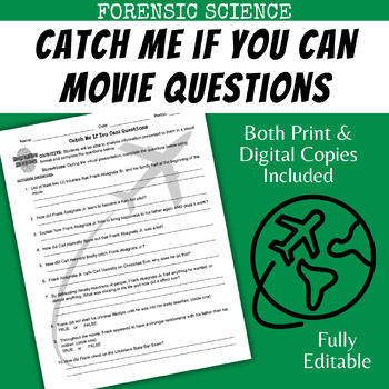 Preview of Catch Me If You Can Movie Guide Questions Worksheet