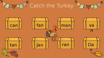 Preview of Catch The Turkey Editable Word Reading Game