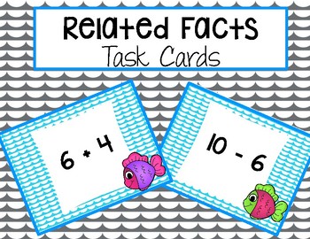 Preview of Catch a Pair - Related Facts Task Cards- Addition and Subtraction