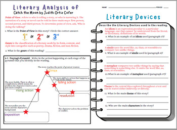 Catch the Moon by Judith Ortiz Cofer Literary Analysis Worksheet