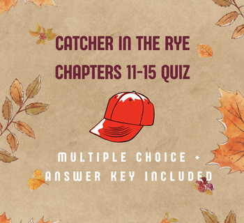 Preview of Catcher in the Rye Chapters 11-15 Multiple Choice Quiz (Answer Key Included)