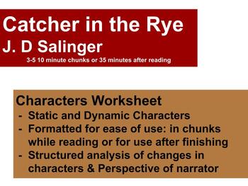 Preview of Catcher in the Rye - Character Workbook/Character Worksheet