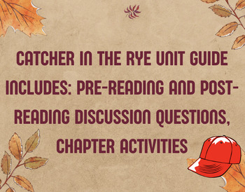 Preview of Catcher in the Rye Google Slides Unit Guide (Activities + Discussion Questions)