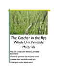 Catcher in the Rye Printables - Chapter Worksheets, Test R