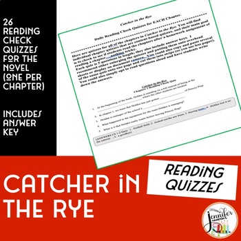 Preview of Catcher in the Rye: Reading Check Quizzes for Every Chapter w/Answers