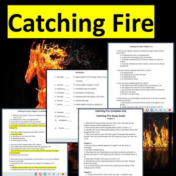 Preview of Catching Fire: Study guide, multiple choice quizzes & Test, Vocabulary matching