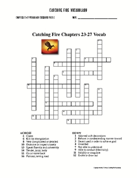 "Catching Fire" Vocabulary Words, Definitions, Crossword Puzzles