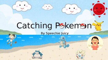 Preview of Catching Pokemon EDITABLE PowerPoint game template language learning