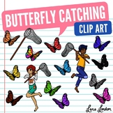 Catching Rainbow Butterflies Clip Art